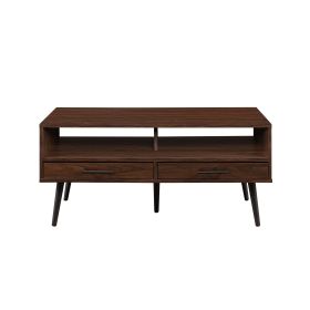 Contemporary 2-Drawer Low Coffee Table ‚Äì Dark Walnut