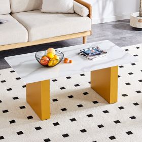 Modern minimalist Tempered glass with sticker desktop coffee table and dining table, paired with golden MDF decorative columns. Computer desk. Game ta