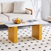 Modern minimalist Tempered glass with sticker desktop coffee table and dining table, paired with golden MDF decorative columns. Computer desk. Game ta