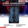 5 Core Powered PA Speaker 200W RMS Portable Active Powered DJ Audio System w Bluetooth 5.1 Two Wireless UHF Mics and Remote