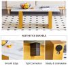 Modern minimalist Tempered glass with sticker desktop coffee table and dining table, paired with golden MDF decorative columns. Computer desk. Game ta