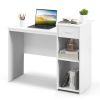 Computer Desk with Drawer Modern Laptop PC Desk with Adjustable Shelf and Cable Hole