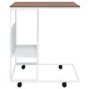 Side Table with Wheels White 21.7"x14.2"x25" Engineered Wood