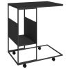 Side Table with Wheels Black 21.7"x14.2"x25" Engineered Wood