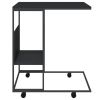 Side Table with Wheels Black 21.7"x14.2"x25" Engineered Wood