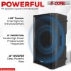 5 Core Powered PA Speaker ‚Ä¢ 1500W Peak Portable Active Powered DJ Audio System ‚Ä¢ w Bluetooth 5.1 ‚Ä¢ SD USB AUX MIC FM RCA Input ‚Ä¢ 2 Wireless UH