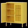 Metal Storage Cabinet with Mesh Doors, Steel Display Cabinets with Adjustable Shelves for Bathroom Home Office yellow
