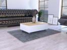 DEPOT E-SHOP Aran Lift Top Coffee Table, Storage Compartment, White / Light Oak