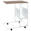 Side Table with Wheels White 21.7"x14.2"x25" Engineered Wood