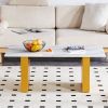 Modern minimalist Tempered glass with sticker desktop coffee table and dining table, paired with golden MDF decorative columns. Computer desk. Game ta