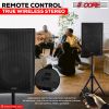 5 Core Powered PA Speaker 200W RMS Portable Active Powered DJ Audio System w Bluetooth 5.1 Two Wireless UHF Mics and Remote
