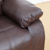 82 Inch Modern Bonded Leather 3 Seater Sofa Couch With 2 Cup Holders And Two Recliner Chaise,Recliner Sofa With Padded Armrest For Living Room,Dorm Br
