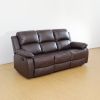 82 Inch Modern Bonded Leather 3 Seater Sofa Couch With 2 Cup Holders And Two Recliner Chaise,Recliner Sofa With Padded Armrest For Living Room,Dorm Br