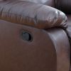 82 Inch Modern Bonded Leather 3 Seater Sofa Couch With 2 Cup Holders And Two Recliner Chaise,Recliner Sofa With Padded Armrest For Living Room,Dorm Br