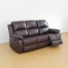 82 Inch Modern Bonded Leather 3 Seater Sofa Couch With 2 Cup Holders And Two Recliner Chaise,Recliner Sofa With Padded Armrest For Living Room,Dorm Br