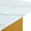 Modern minimalist Tempered glass with sticker desktop coffee table and dining table, paired with golden MDF decorative columns. Computer desk. Game ta
