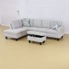 Modern Flannel Sectional Couch with Ottoman-Stylish,L-Shaped Design for Living Room-Large 3-Piece Sofa Set for Home or Office-Durable Flannel Material