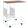 Side Table with Wheels White 21.7"x14.2"x25" Engineered Wood