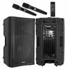 5 Core Powered PA Speaker 200W RMS Portable Active Powered DJ Audio System w Bluetooth 5.1 Two Wireless UHF Mics and Remote