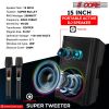 5 Core Powered PA Speaker 200W RMS Portable Active Powered DJ Audio System w Bluetooth 5.1 Two Wireless UHF Mics and Remote