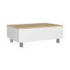DEPOT E-SHOP Aran Lift Top Coffee Table, Storage Compartment, White / Light Oak