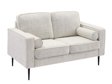 Living Room Upholstered Sofa with high-tech Fabric Surface/ Chesterfield Tufted Fabric Sofa Couch, Large-White. (Color: White)