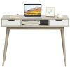 Stylish Computer Desk Workstation with 2 Drawers and Solid Wood Legs