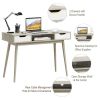 Stylish Computer Desk Workstation with 2 Drawers and Solid Wood Legs