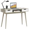 Stylish Computer Desk Workstation with 2 Drawers and Solid Wood Legs