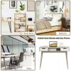 Stylish Computer Desk Workstation with 2 Drawers and Solid Wood Legs